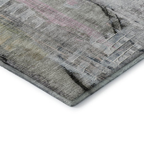 5' X 8' Blue And Black Abstract Washable Area Rug With UV Protection