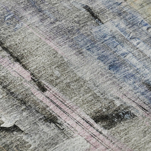 5' X 8' Blue And Black Abstract Washable Area Rug With UV Protection