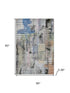 5' X 8' Blue And Black Abstract Washable Area Rug With UV Protection