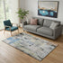 5' X 8' Blue And Black Abstract Washable Area Rug With UV Protection