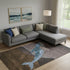 8' X 10' Brown And Blue Nautical Washable Area Rug With UV Protection