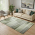 5' X 8' Green And Ivory Striped Washable Area Rug With UV Protection