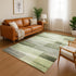 8' X 10' Green And Ivory Striped Washable Area Rug With UV Protection
