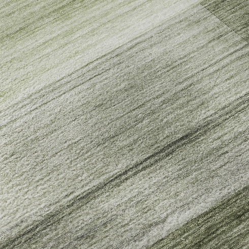 8' X 10' Green And Ivory Striped Washable Area Rug With UV Protection