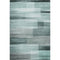 8' X 10' Teal And Ivory Striped Washable Area Rug With UV Protection