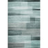 8' X 10' Teal And Ivory Striped Washable Area Rug With UV Protection