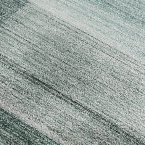 8' X 10' Teal And Ivory Striped Washable Area Rug With UV Protection