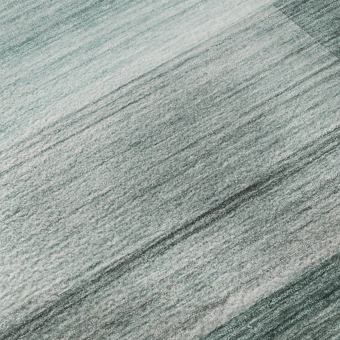 8' X 10' Teal And Ivory Striped Washable Area Rug With UV Protection