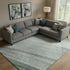 8' X 10' Teal And Ivory Striped Washable Area Rug With UV Protection