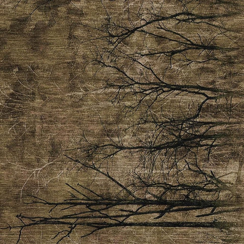 5' X 8' Brown And Charcoal Floral Washable Area Rug With UV Protection