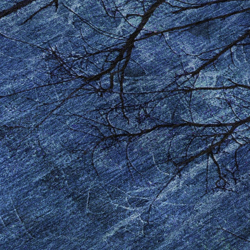 5' X 8' Blue And Charcoal Floral Washable Area Rug With UV Protection
