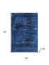 5' X 8' Blue And Charcoal Floral Washable Area Rug With UV Protection