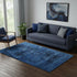 5' X 8' Blue And Charcoal Floral Washable Area Rug With UV Protection