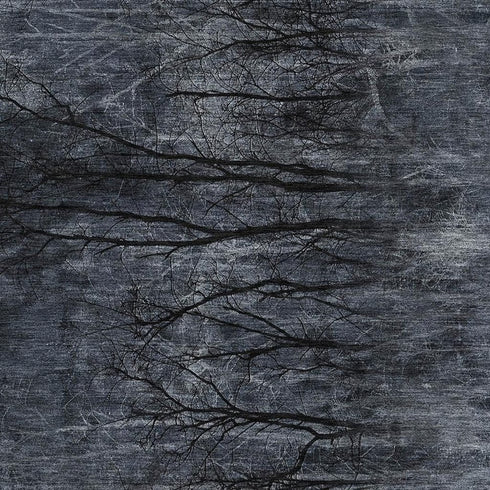 5' X 8' Charcoal And Gray Floral Washable Area Rug With UV Protection