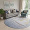 8' Blue And Gold Nautical Washable Round Rug With UV Protection