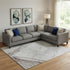 8' X 10' Blue And Gold Nautical Washable Area Rug With UV Protection