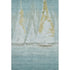 8' X 10' Teal And Gold Nautical Washable Area Rug With UV Protection