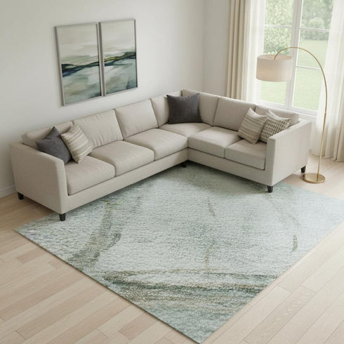 8' X 10' Teal And Gold Nautical Washable Area Rug With UV Protection