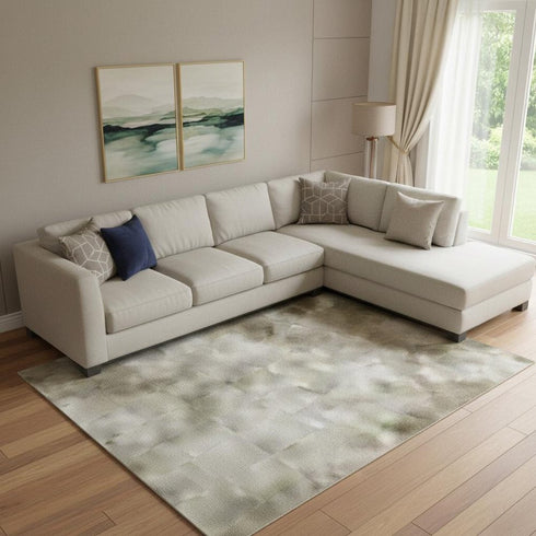 8' X 10' Beige And Gray Abstract Washable Area Rug With UV Protection