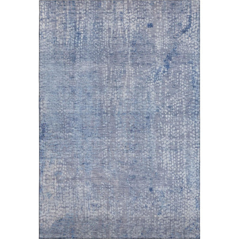 5' X 8' Blue And Ivory Abstract Washable Area Rug With UV Protection