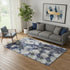 5' X 8' Blue And Ivory Abstract Washable Area Rug With UV Protection