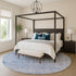 8' Blue And Ivory Abstract Washable Round Rug With UV Protection