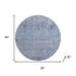 8' Blue And Ivory Abstract Washable Round Rug With UV Protection
