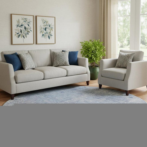 8' Blue And Ivory Abstract Washable Round Rug With UV Protection