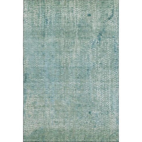 8' X 10' Teal And Ivory Abstract Washable Area Rug With UV Protection