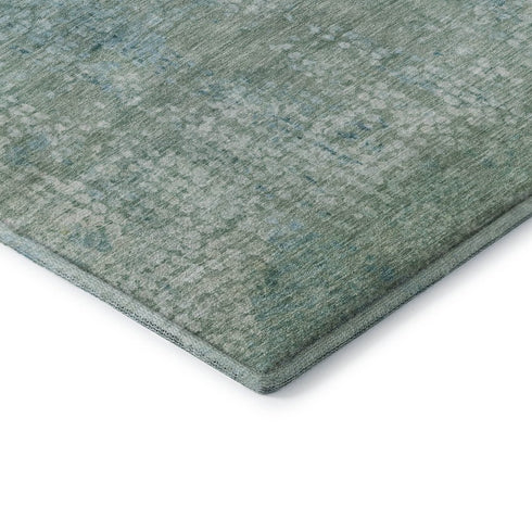 8' X 10' Teal And Ivory Abstract Washable Area Rug With UV Protection