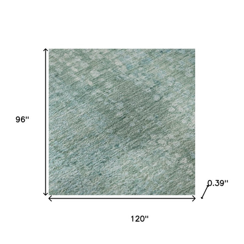 8' X 10' Teal And Ivory Abstract Washable Area Rug With UV Protection