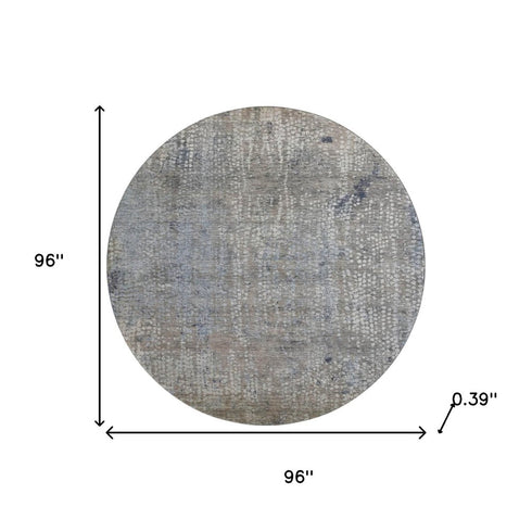 8' Taupe And Khaki Abstract Washable Round Rug With UV Protection