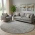 8' Taupe And Khaki Abstract Washable Round Rug With UV Protection