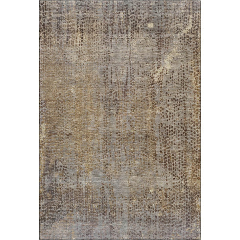 5' X 8' Brown And Taupe Abstract Washable Area Rug With UV Protection