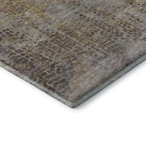 5' X 8' Brown And Taupe Abstract Washable Area Rug With UV Protection