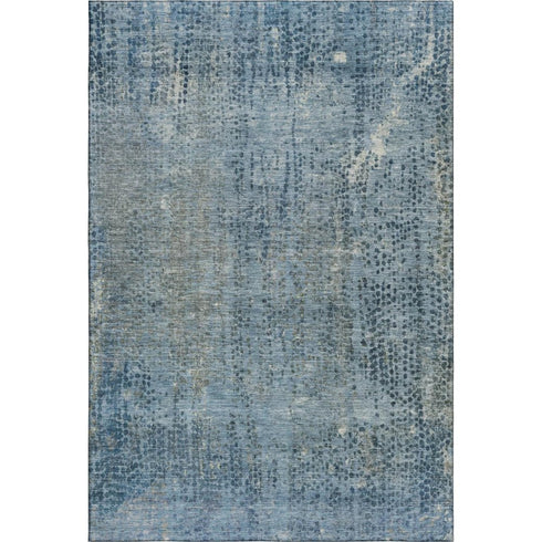 5' X 8' Blue And Gray Abstract Washable Area Rug With UV Protection