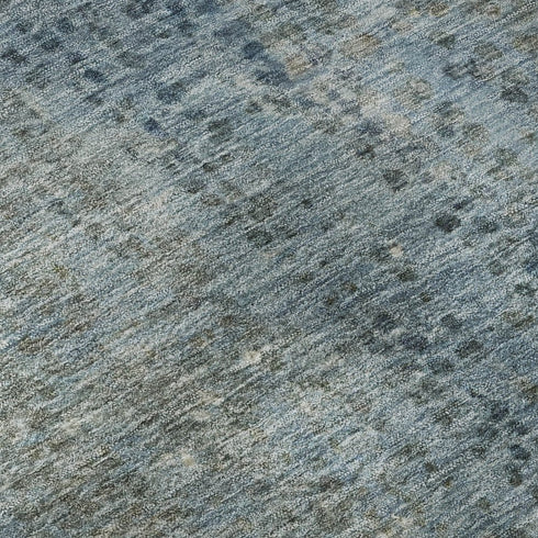 8' Blue And Gray Abstract Washable Round Rug With UV Protection