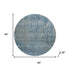 8' Blue And Gray Abstract Washable Round Rug With UV Protection