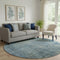 8' Blue And Gray Abstract Washable Round Rug With UV Protection
