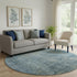 8' Blue And Gray Abstract Washable Round Rug With UV Protection