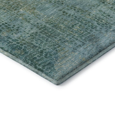 8' X 10' Teal And Blue Abstract Washable Area Rug With UV Protection