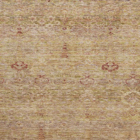 5' X 8' Coral And Taupe Abstract Washable Area Rug With UV Protection