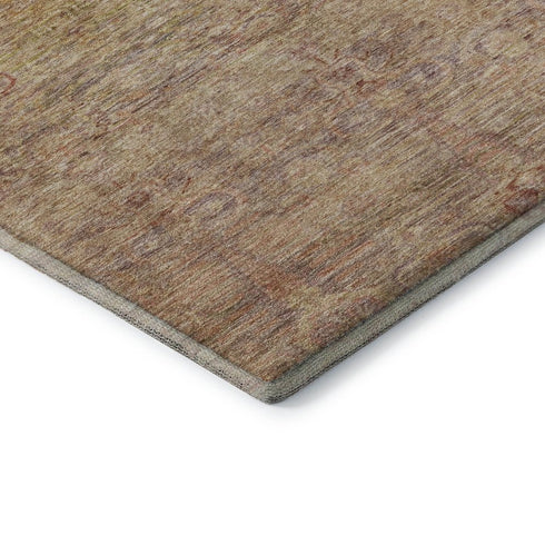 5' X 8' Coral And Taupe Abstract Washable Area Rug With UV Protection