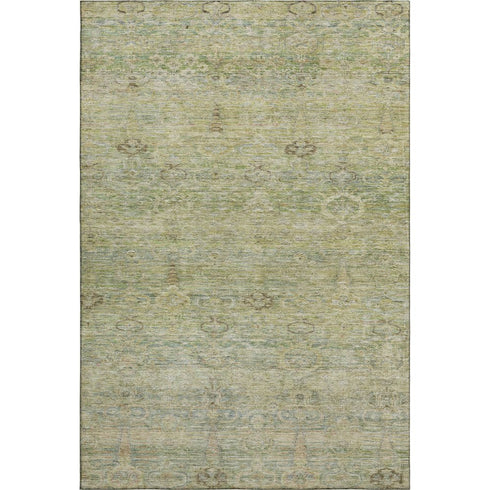 8' X 10' Green And Beige Abstract Washable Area Rug With UV Protection