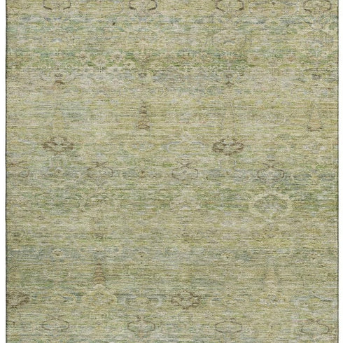 8' X 10' Green And Beige Abstract Washable Area Rug With UV Protection