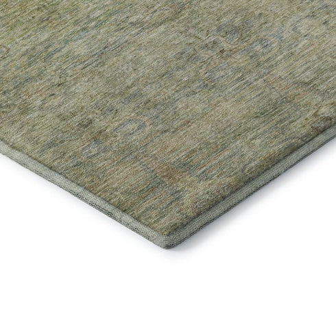 8' X 10' Green And Beige Abstract Washable Area Rug With UV Protection