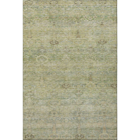 8' X 10' Green And Beige Abstract Washable Area Rug With UV Protection