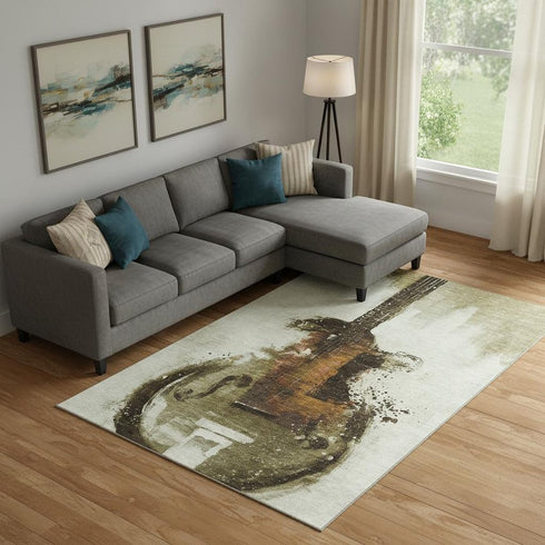 8' X 10' Brown And Charcoal Abstract Washable Area Rug With UV Protection