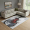 9' X 12' Gray And Red Abstract Washable Area Rug With UV Protection