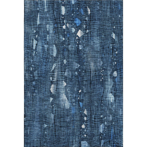 5' X 8' Blue And Ivory Abstract Washable Area Rug With UV Protection